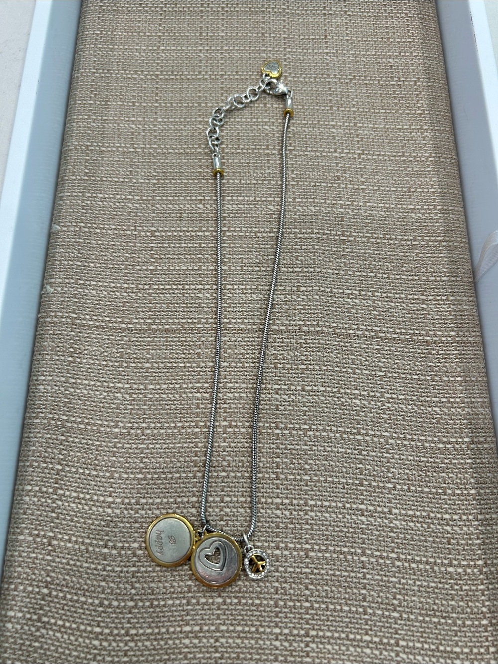 Brighton B Happy Two-Tone Heart and Round Charm Necklace - Silver and Gold